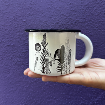 Pocillo de peltre ilustrado